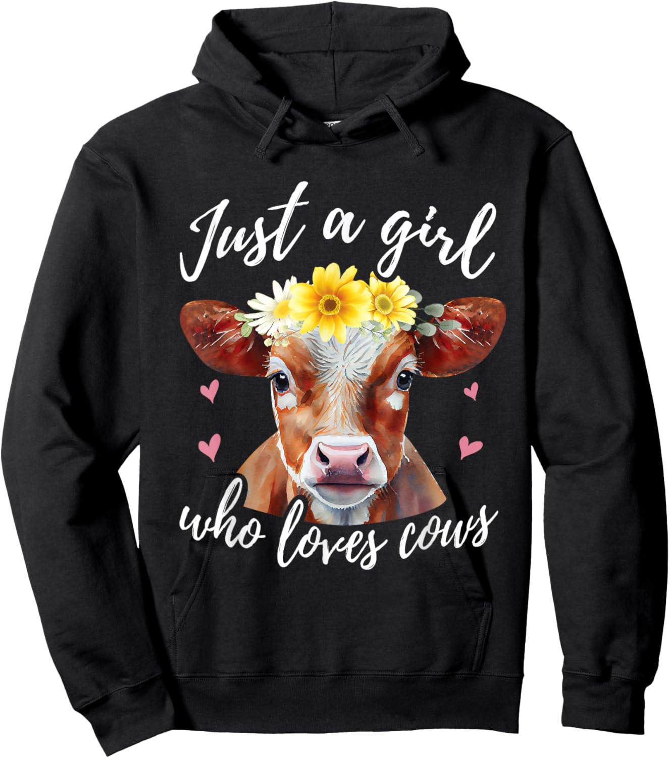 Just A Girl Who Loves Cows - Funny Farmer Cow Lover Hoodie - Hoodie | Black