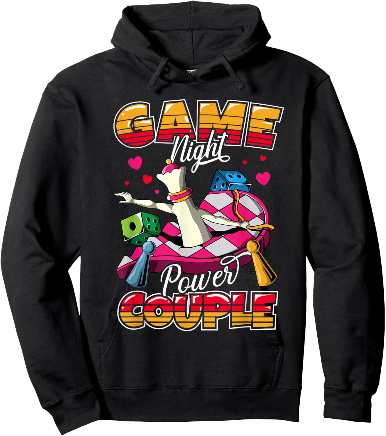 Couples Game Night Matching Outfit | Game Night Power Couple Hoodie - Hoodie | Black
