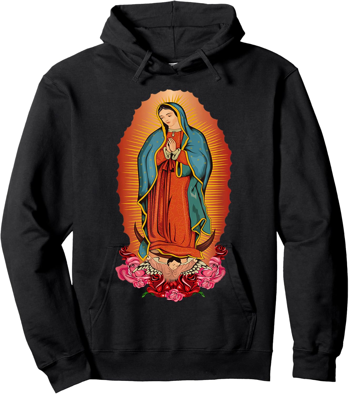 Virgen de Guadalupe Our Lady of Guadalupe Catholic Mary Hoodie - Hoodie | Black