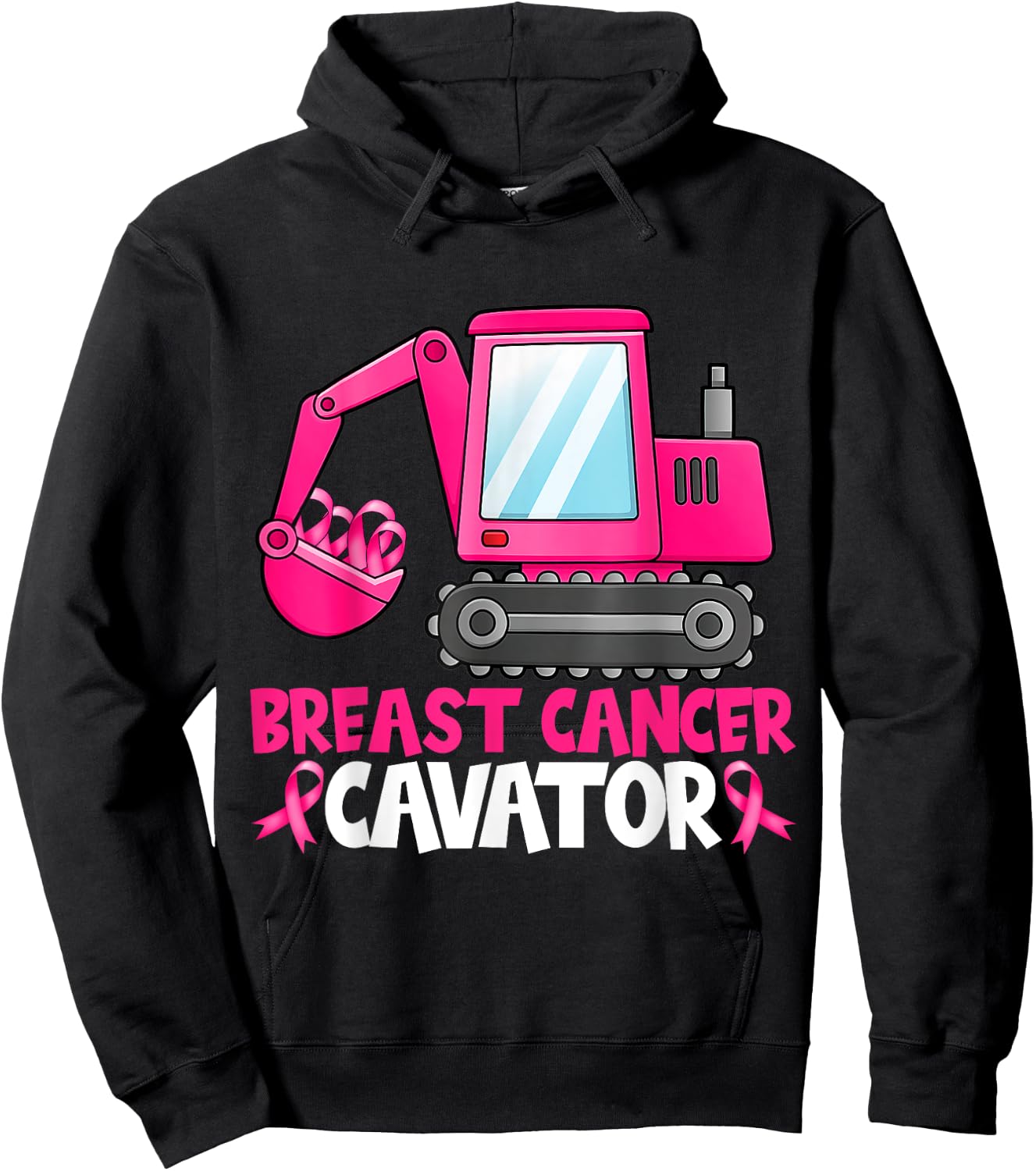 Breastcancerscavator Breast Cancer Awareness Kids Excavator Hoodie - Hoodie | Black