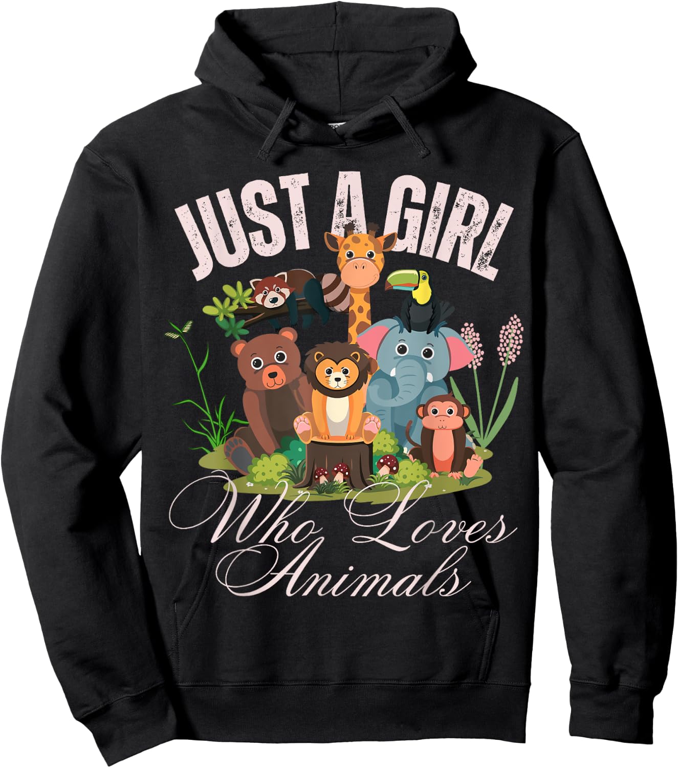 Just A Girl Who Loves Animals Lover kids Wild Zoo Animals Hoodie - Hoodie | Black