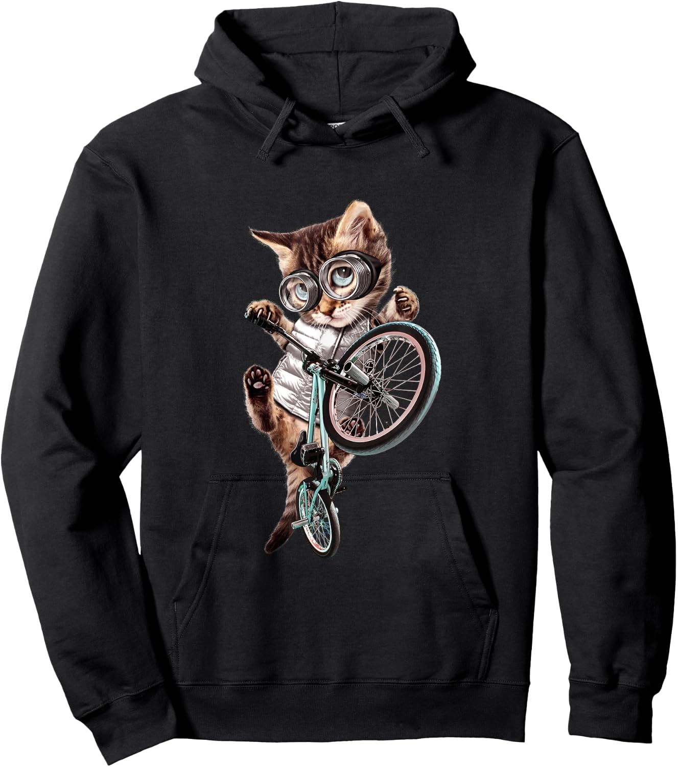 Cat riding BMX Bicycle Hoodie - Hoodie | Black