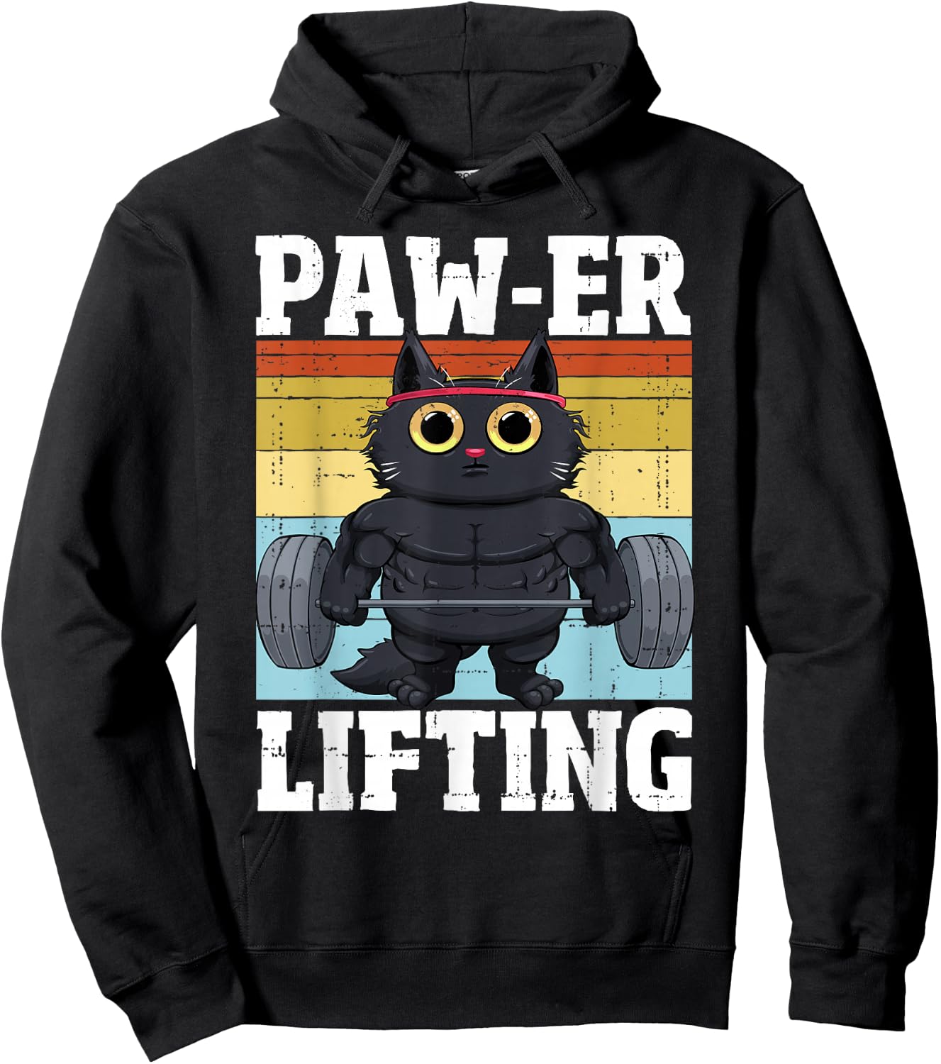 Power Lifting Paw Cat Gym Funny Workout Cat Hoodie - Hoodie | Black