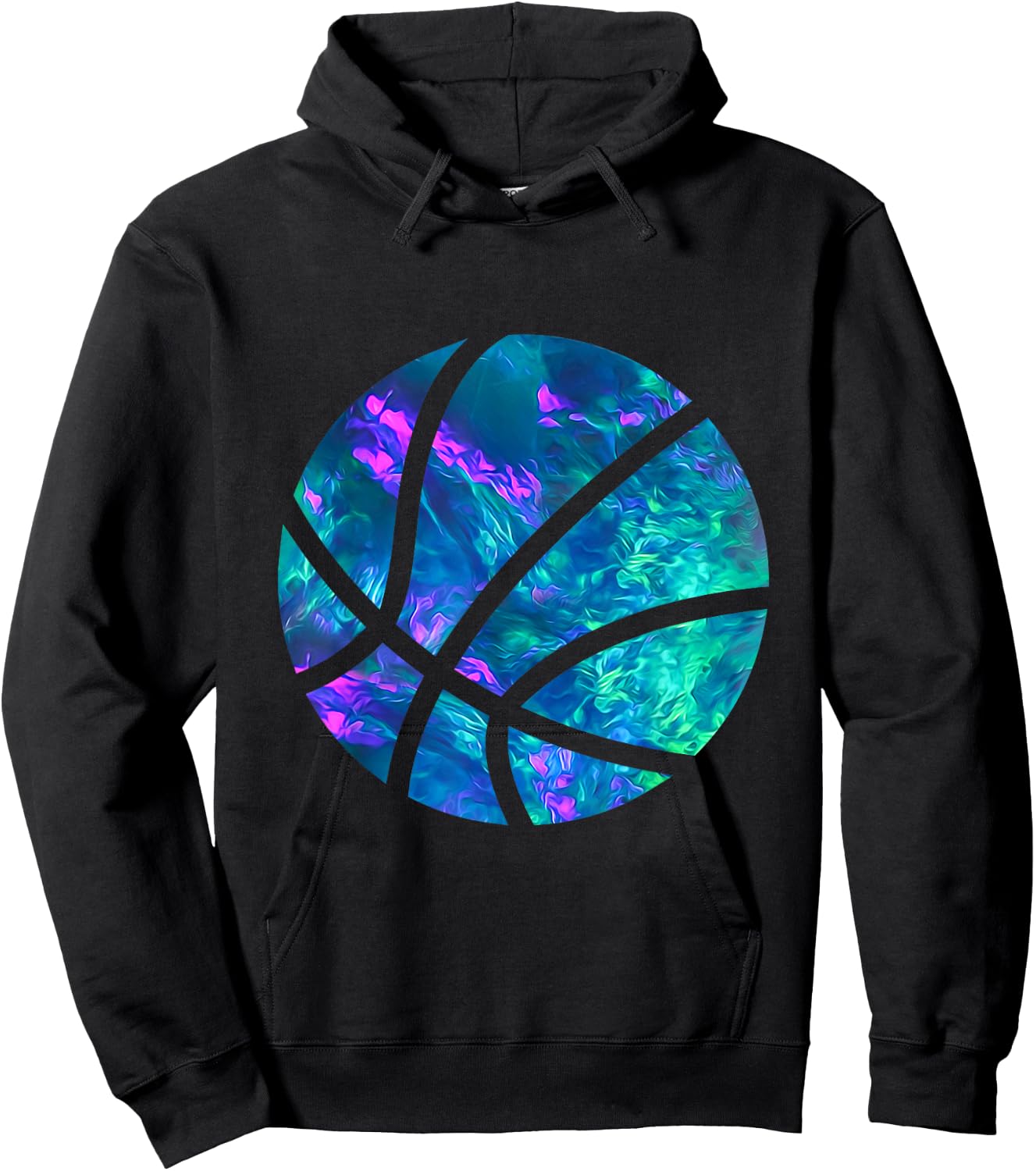 Cyan Blue Violet teal Basketball For Sports Lover Player Hoodie - Hoodie | Black