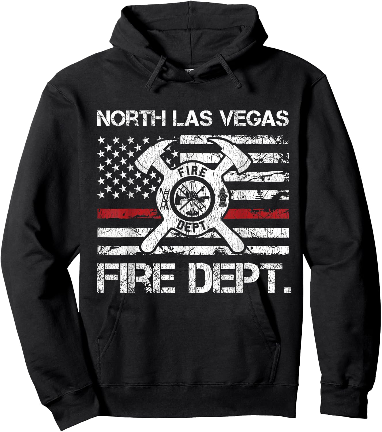 North Las Vegas Nevada Fire Department Thin Red Line Fireman Hoodie - Hoodie | Black