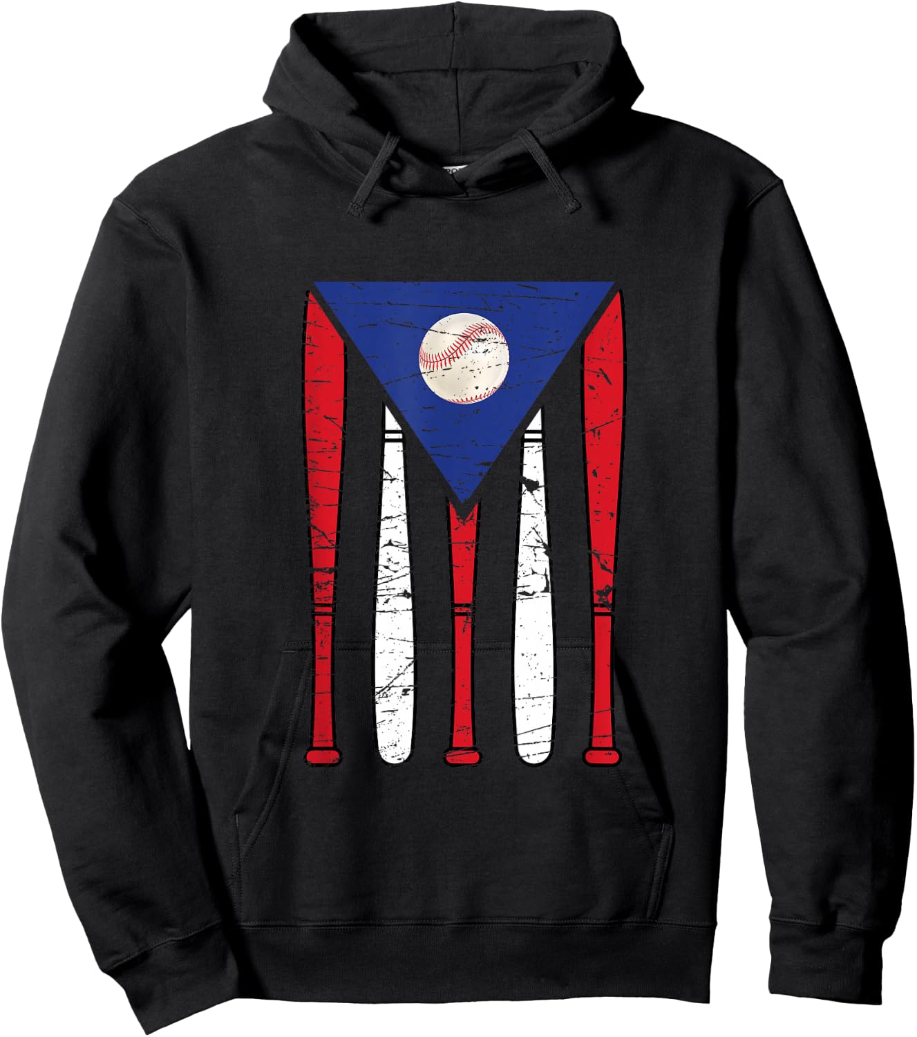 Puerto Rico Baseball Inspired By Puerto Rican Flag Vintage Hoodie - Hoodie | Black