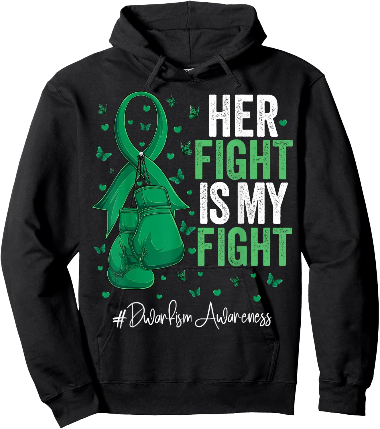 Green Ribbon Survivor Fighter Dwarfism Awareness Hoodie - Hoodie | Black