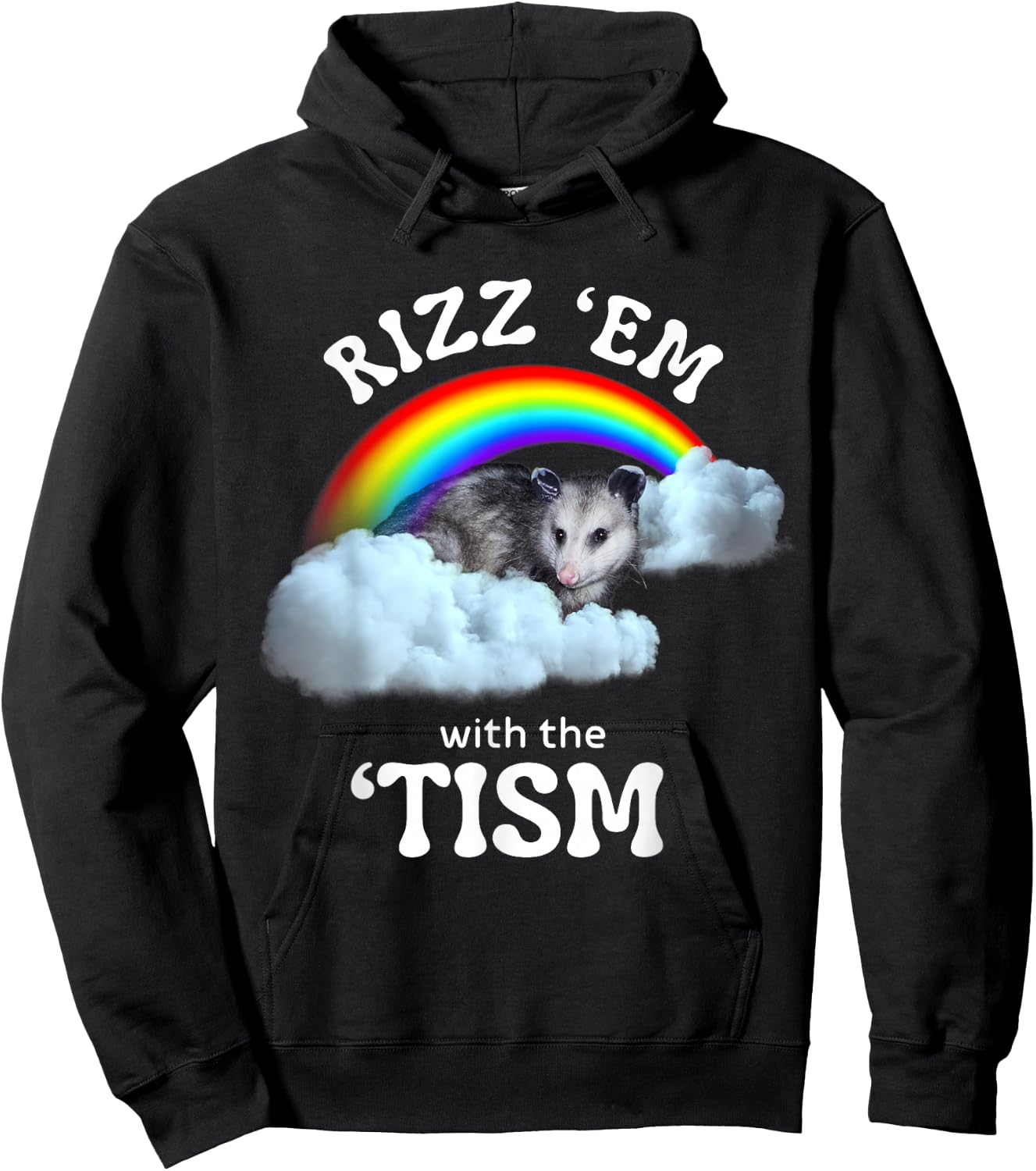 Autism Funny Rizz Em With The Tism Meme Autistic Opossum Hoodie - Hoodie | Black