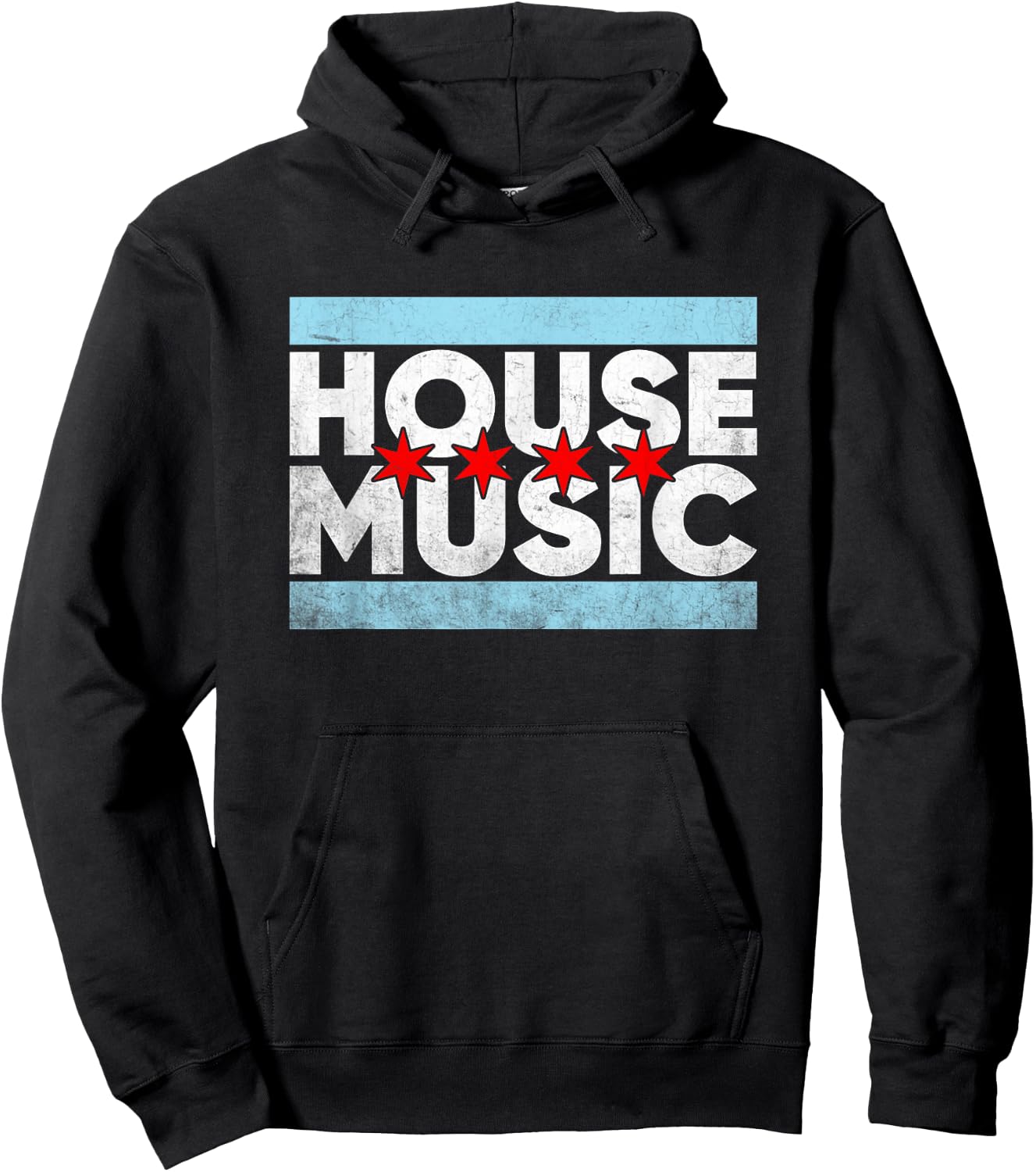 Chicago House Music - EDM DJ Retro Distressed Hoodie - Hoodie | Black