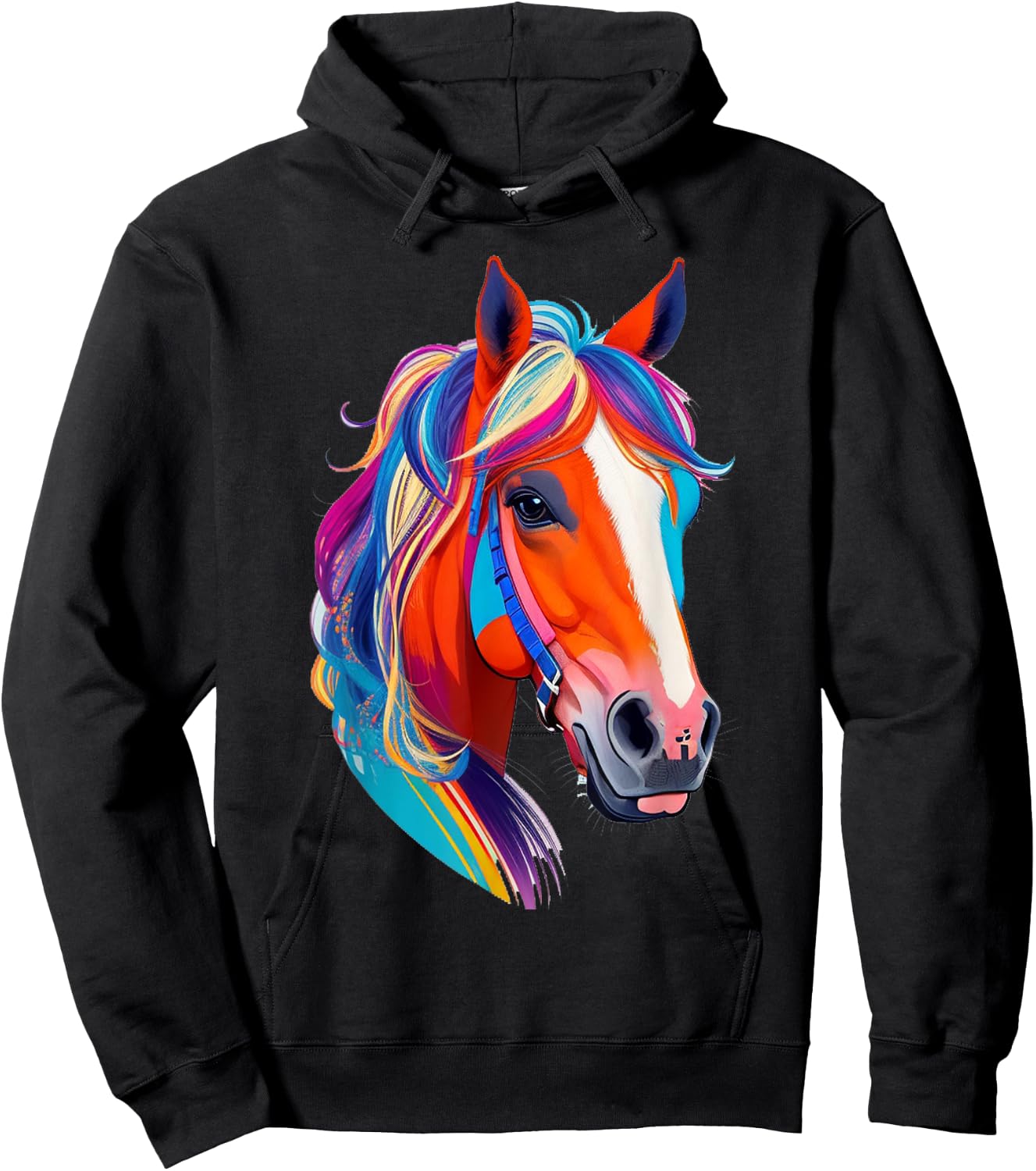 Colorful pop art Horse Lover Funny Cute Horses Hoodie - Hoodie | Black