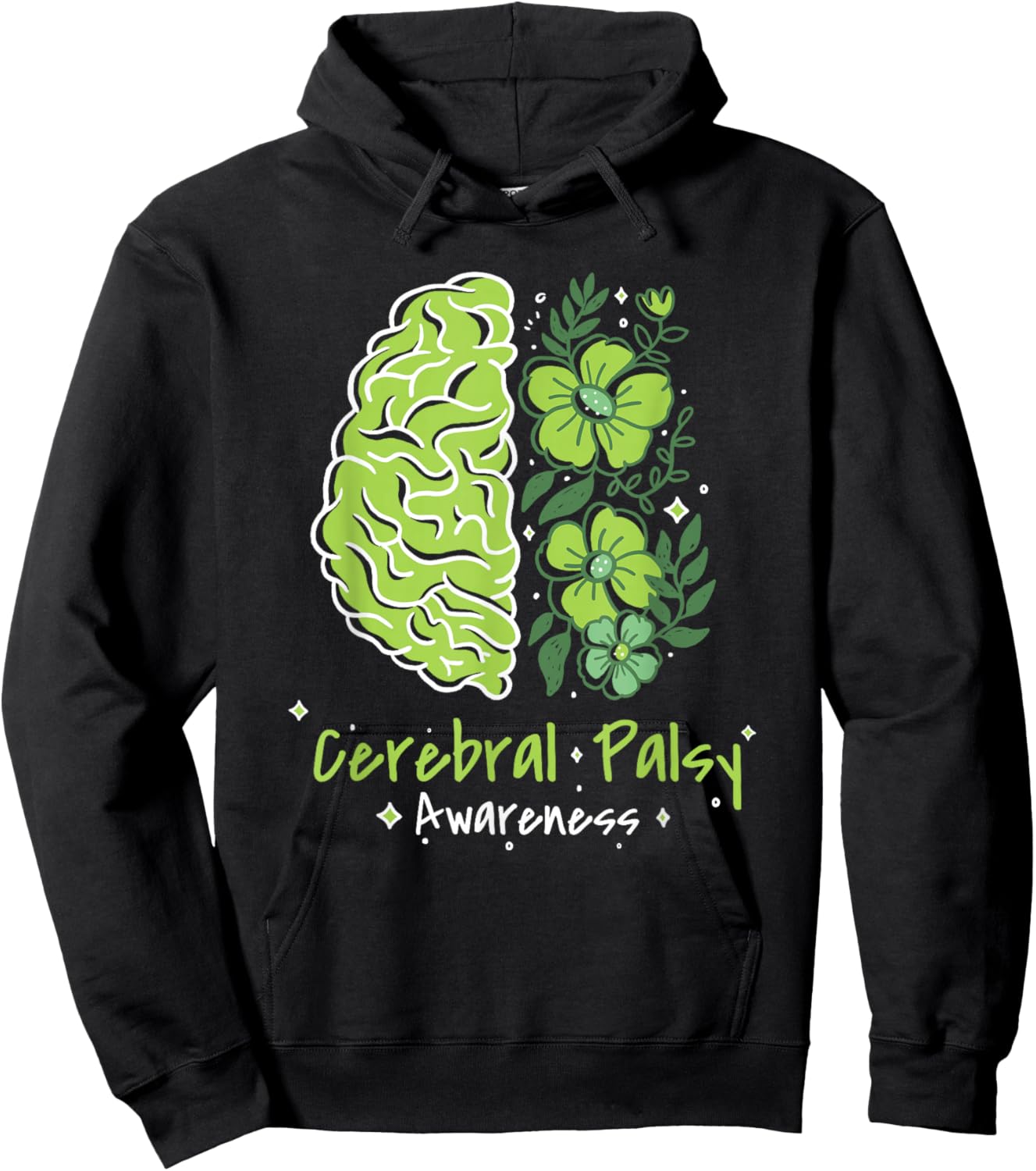 CP Brain Damage Cute Flowers Cerebral Palsy Awareness Hoodie - Hoodie | Black