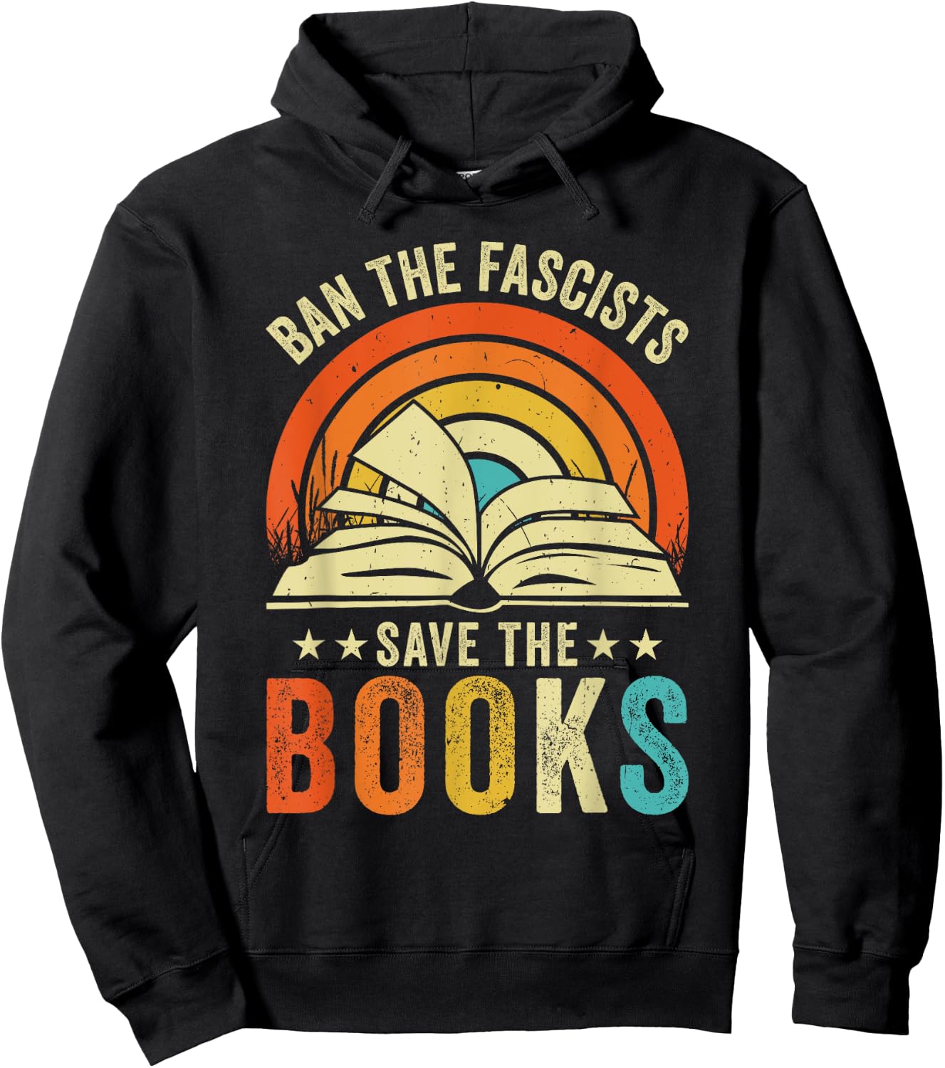Ban The Fascists Save The Books Funny Book Lover Worm Nerd Hoodie - Hoodie | Black
