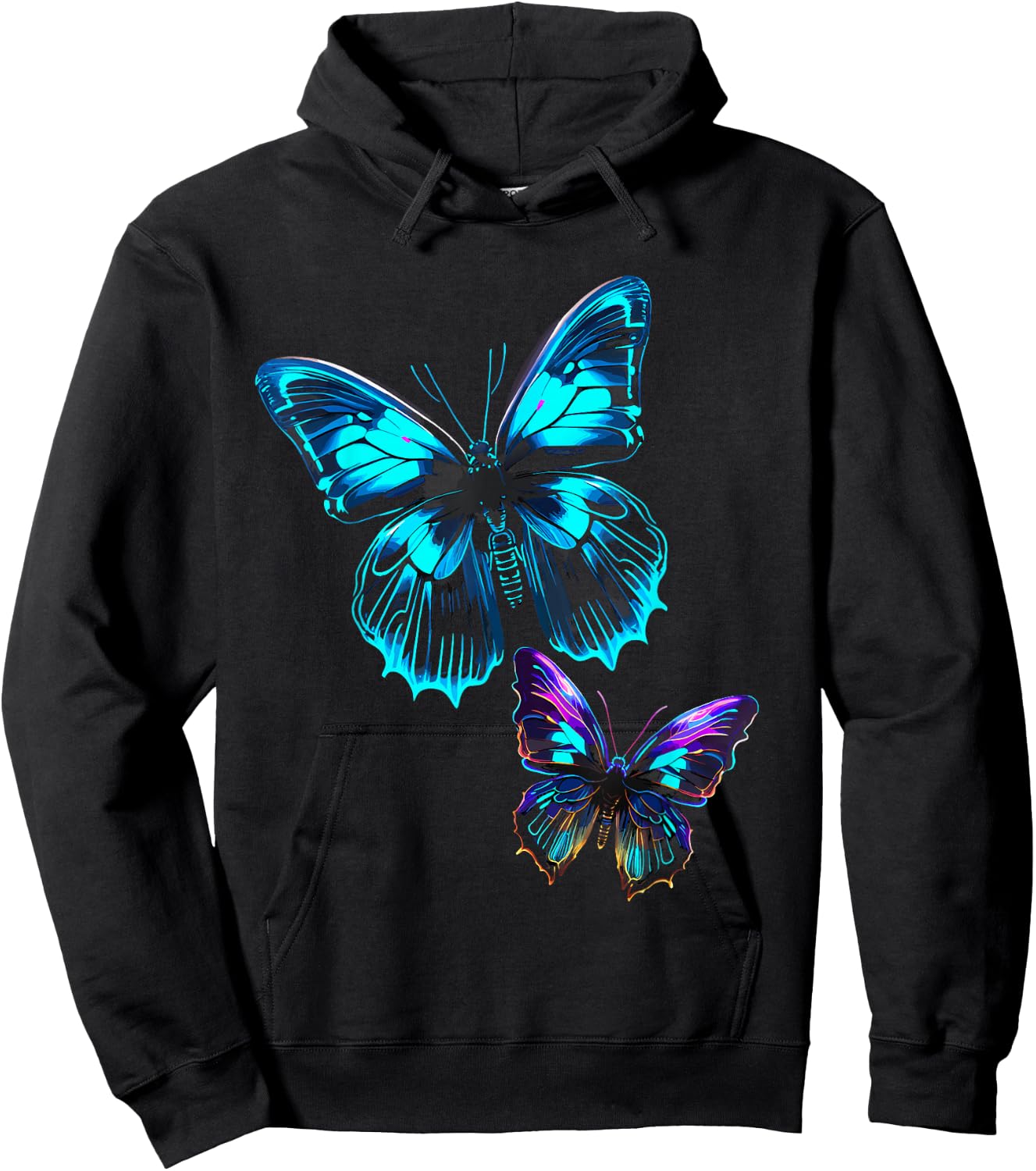 Butterfly Electric Design Vibrant Hoodie - Hoodie | Black