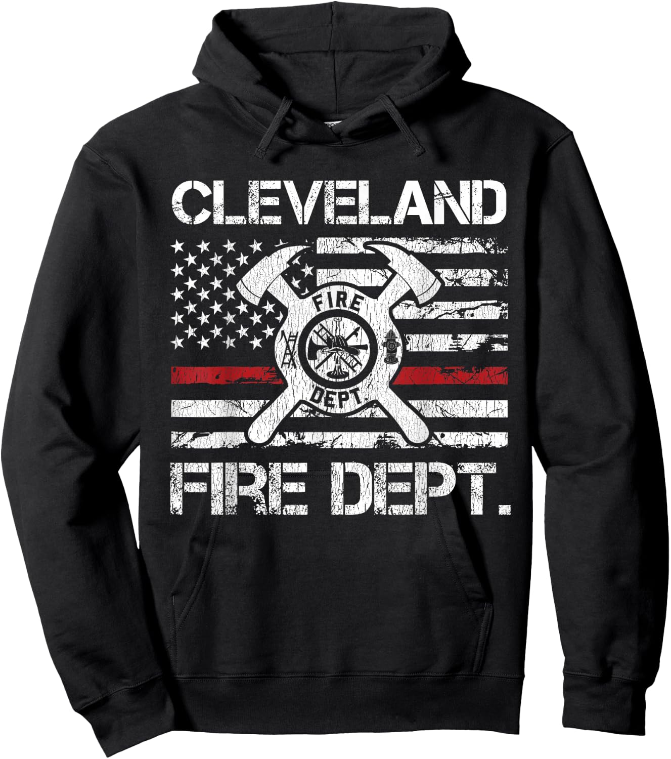 Cleveland Ohio Fire Department Thin Red Line Logo Hoodie - Hoodie | Black
