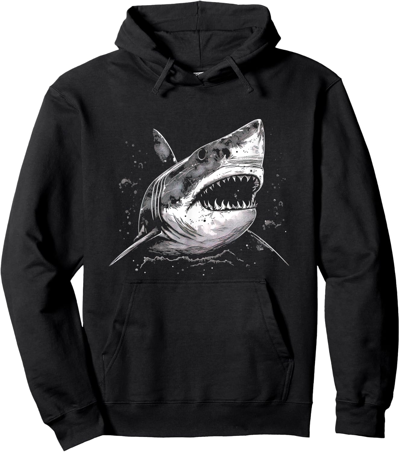 Scary Great White Simple Generic Shark with Big Teeth Hoodie - Hoodie | Black
