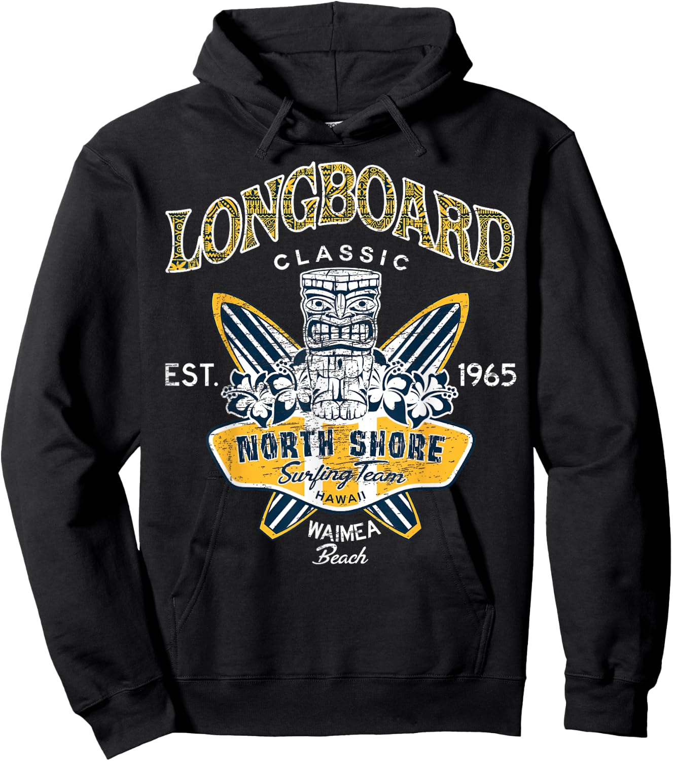 North Shore Hawaii Surfing Team Longboard Classic Hoodie - Hoodie | Black