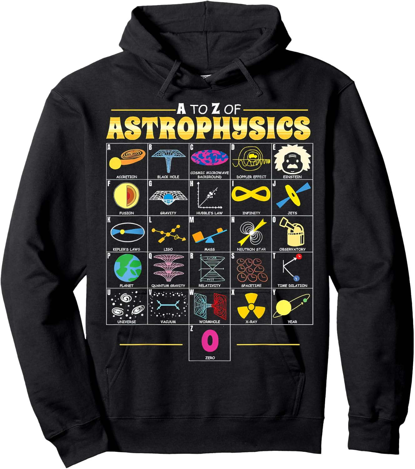 A To Z Astrophysics Funny Space Objects Science Lover Gift Hoodie - Hoodie | Black