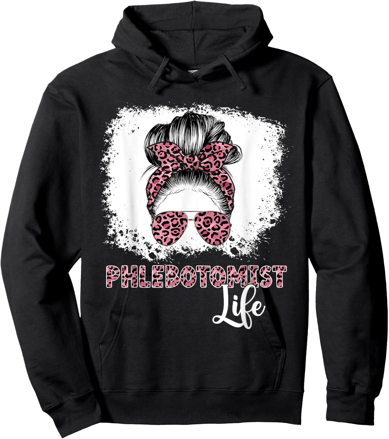 Phlebotomist Life Messy Bun Women Nurse Phlebotomy Hoodie - Hoodie | Black