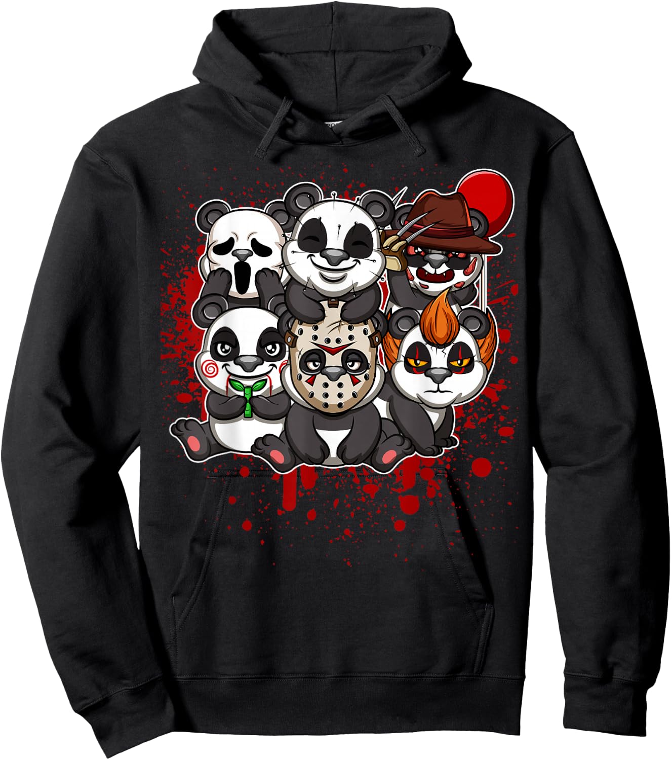 Favorite Classic Horror Movie Characters Animals - My Little Horror Crew - Halloween Pandas Hoodie - Hoodie | Black