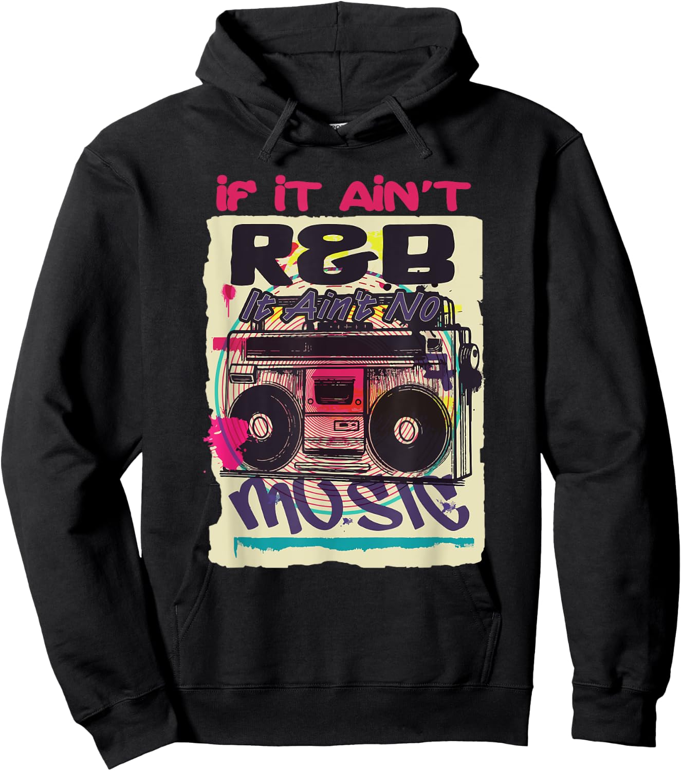 If It Ain't R&B It Ain't No Music 80s 90s Oldschool Graffiti Hoodie - Hoodie | Black