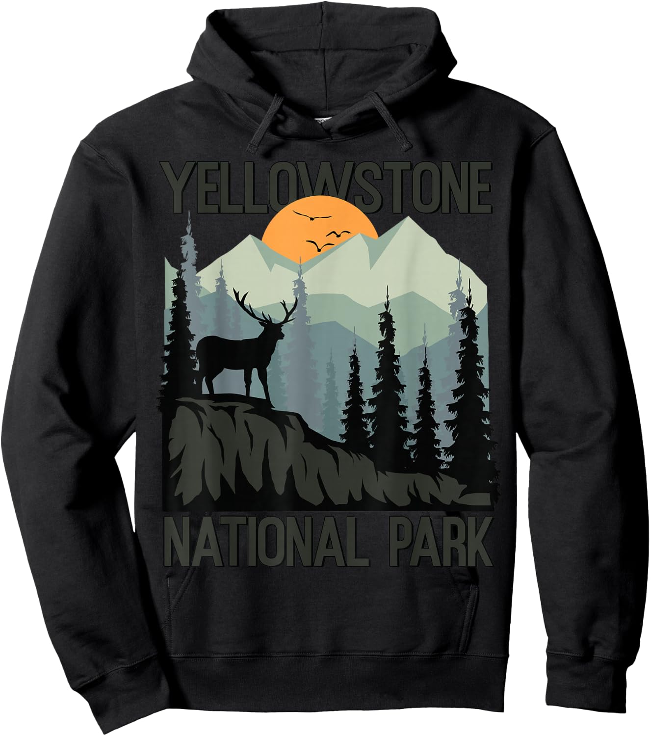 Yellowstone National Park Mountains Wilderness Sunset Hiking Hoodie - Hoodie | Black