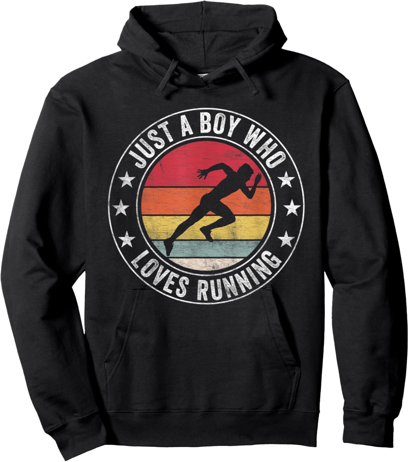 Just A Boy Who Loves Running Apparel Run Quote Marathon Hoodie - Hoodie | Black