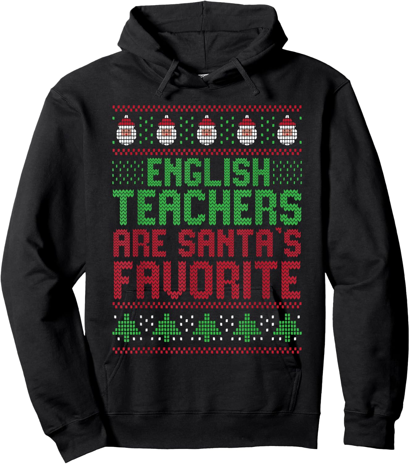 English Teachers Are Santa's Favorite Christmas Teacher Hoodie - Hoodie | Black