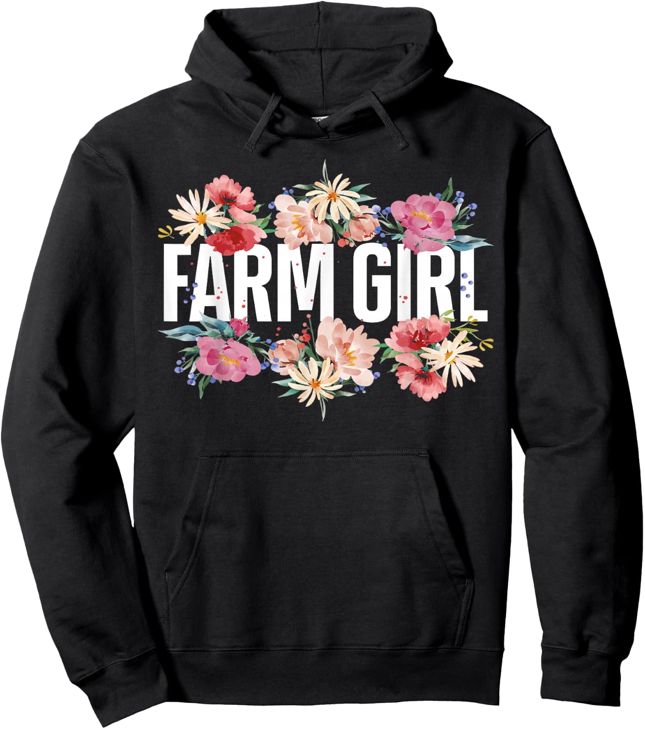 Farming Farmer Girl Flower Floral Farm Girl Hoodie - Hoodie | Black
