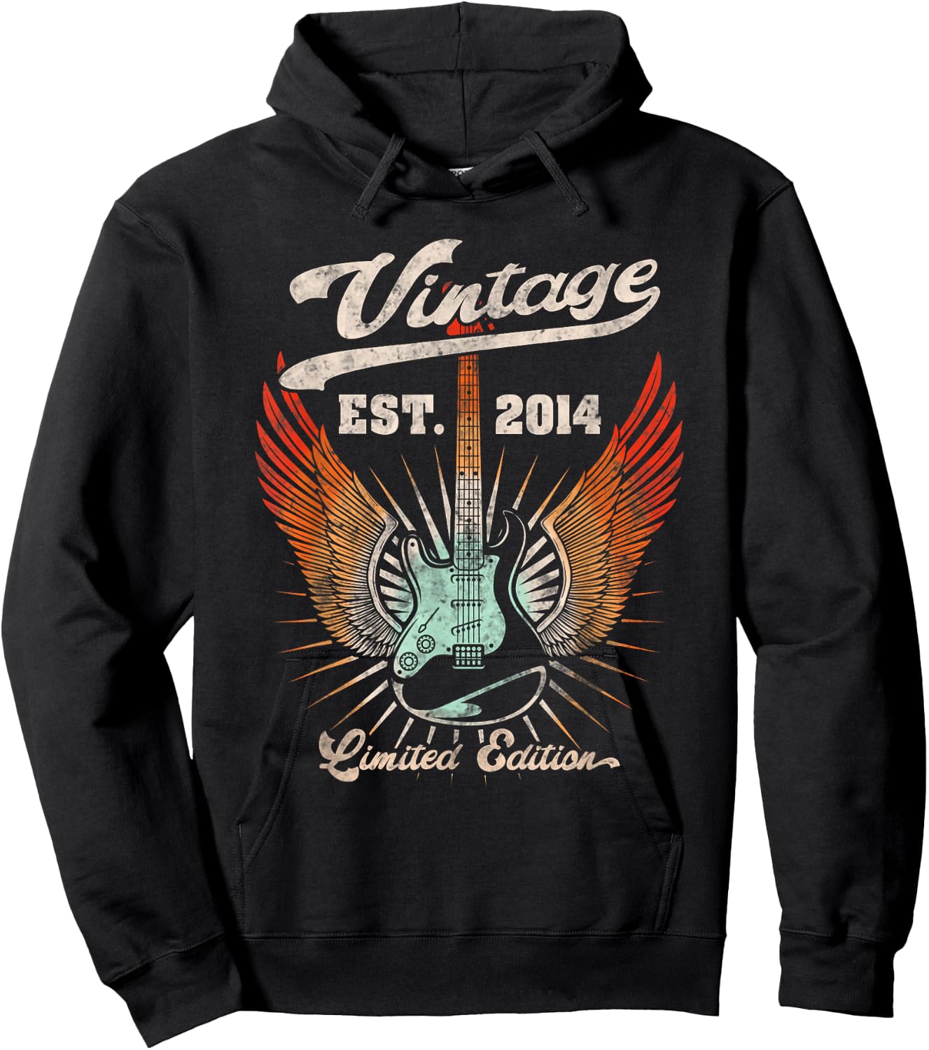 Vintage 2014 Limited Edition Musician Guitar Lovers Birthday Hoodie - Hoodie | Black