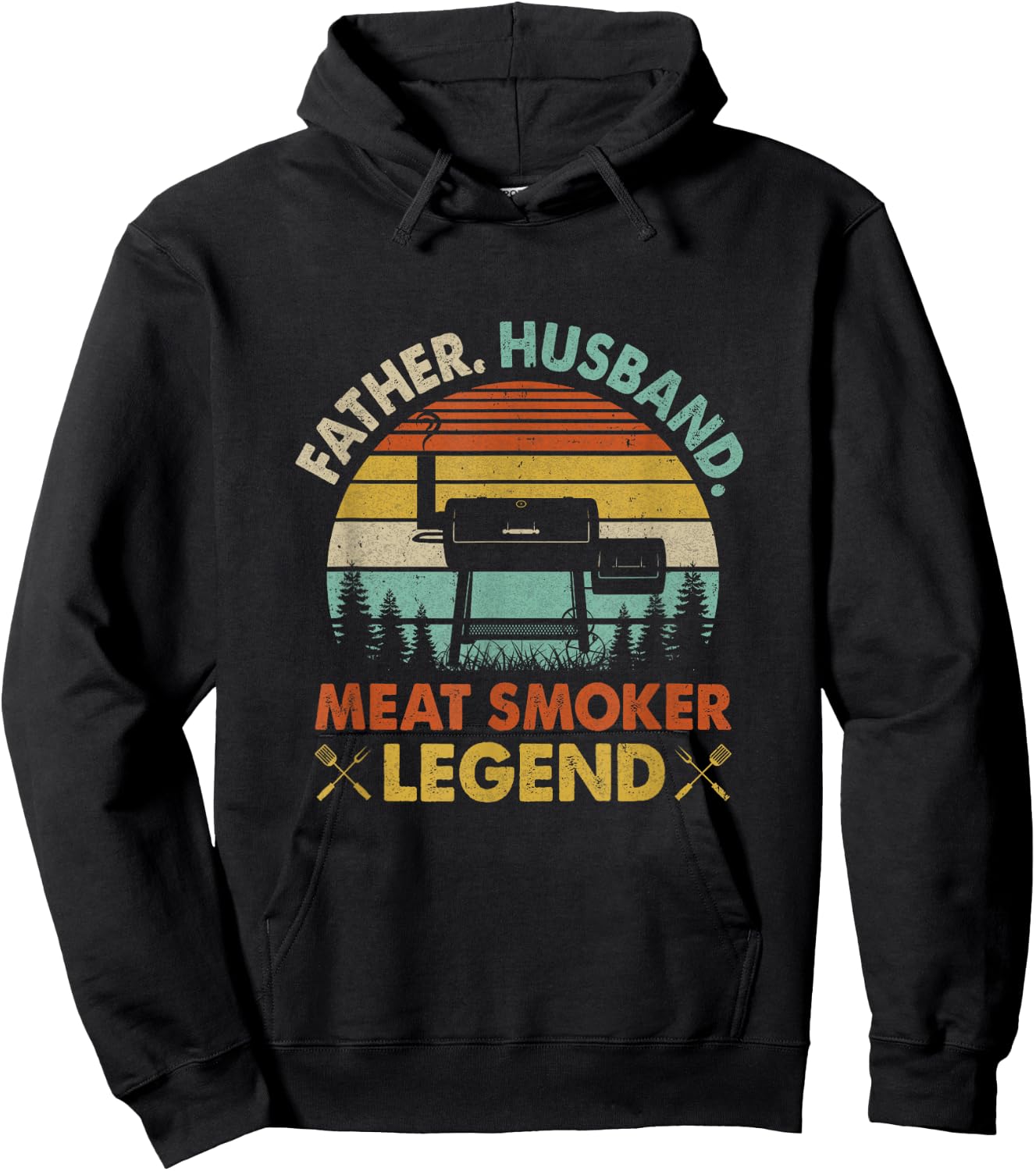 Father Husband Meat Smoker Legend Grilling Dad Bbq Smoking Hoodie - Hoodie | Black