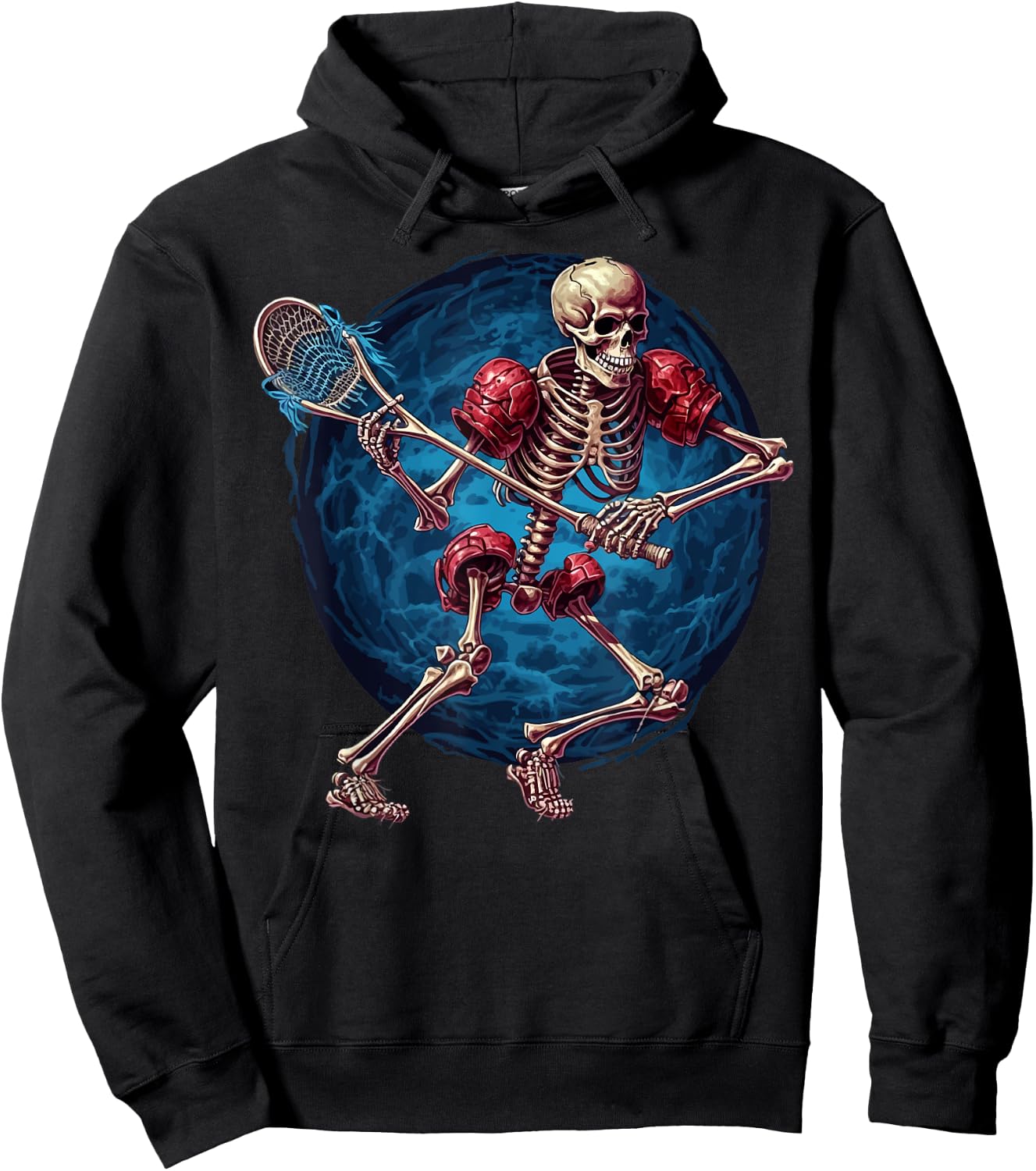 Lacrosse Sports Lover Halloween Lacrosse Player Skeleton Hoodie - Hoodie | Black