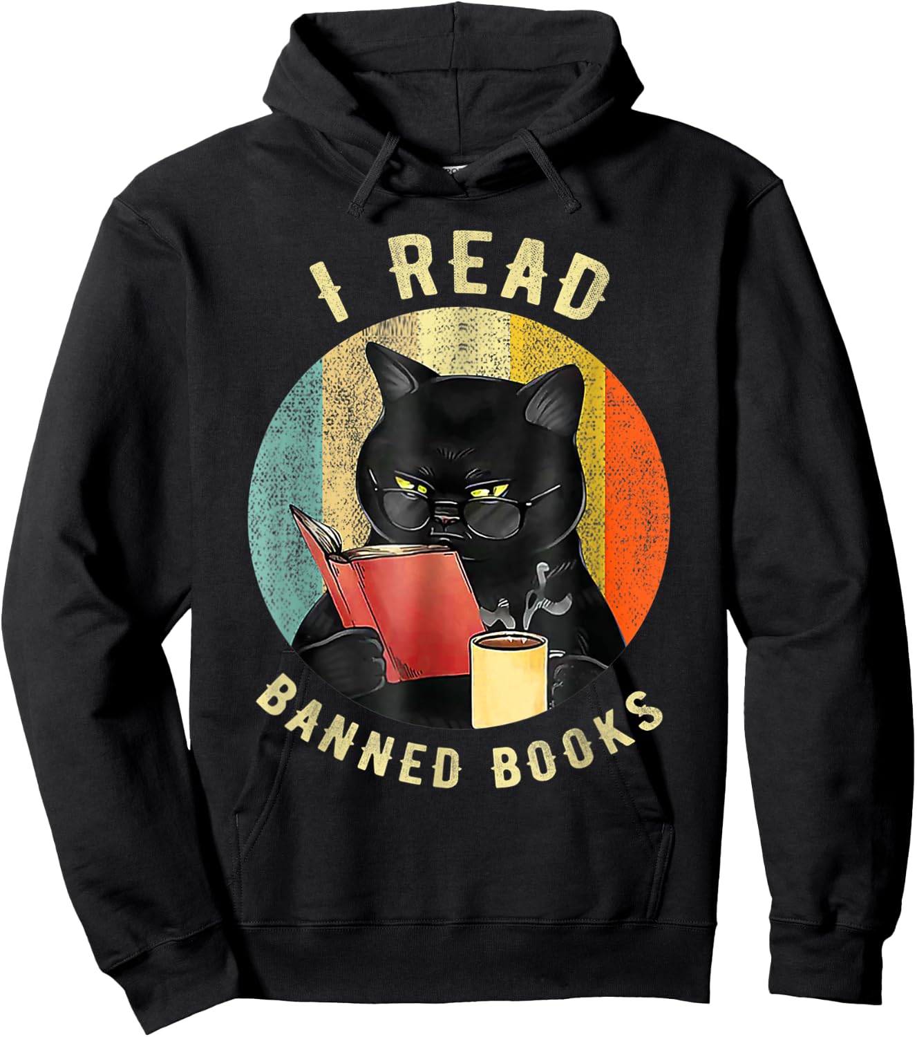 Funny Cat I Read Banned Books Bookworms Loves Reading Books Hoodie - Hoodie | Black