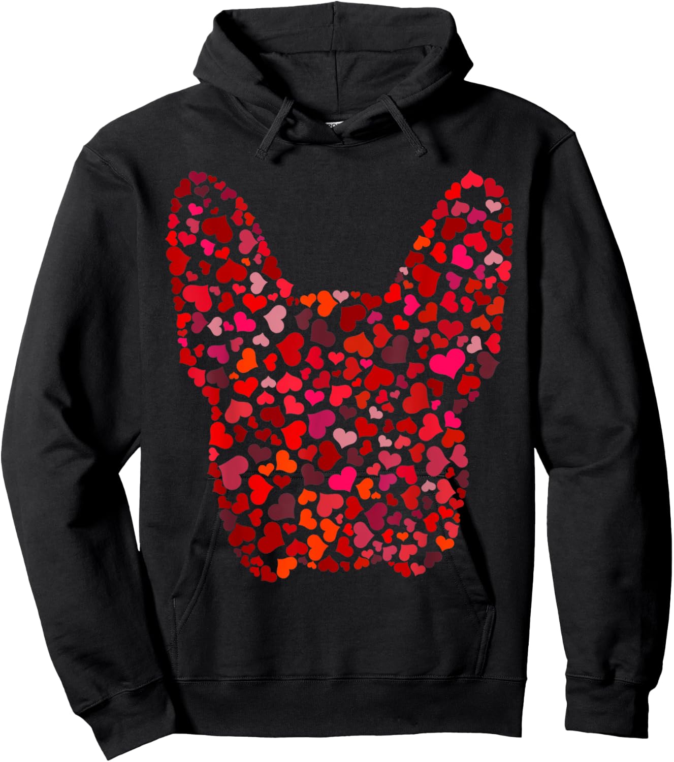Red Hearts French Bulldog Valentines Day Dog Frenchie Mom Hoodie - Hoodie | Black