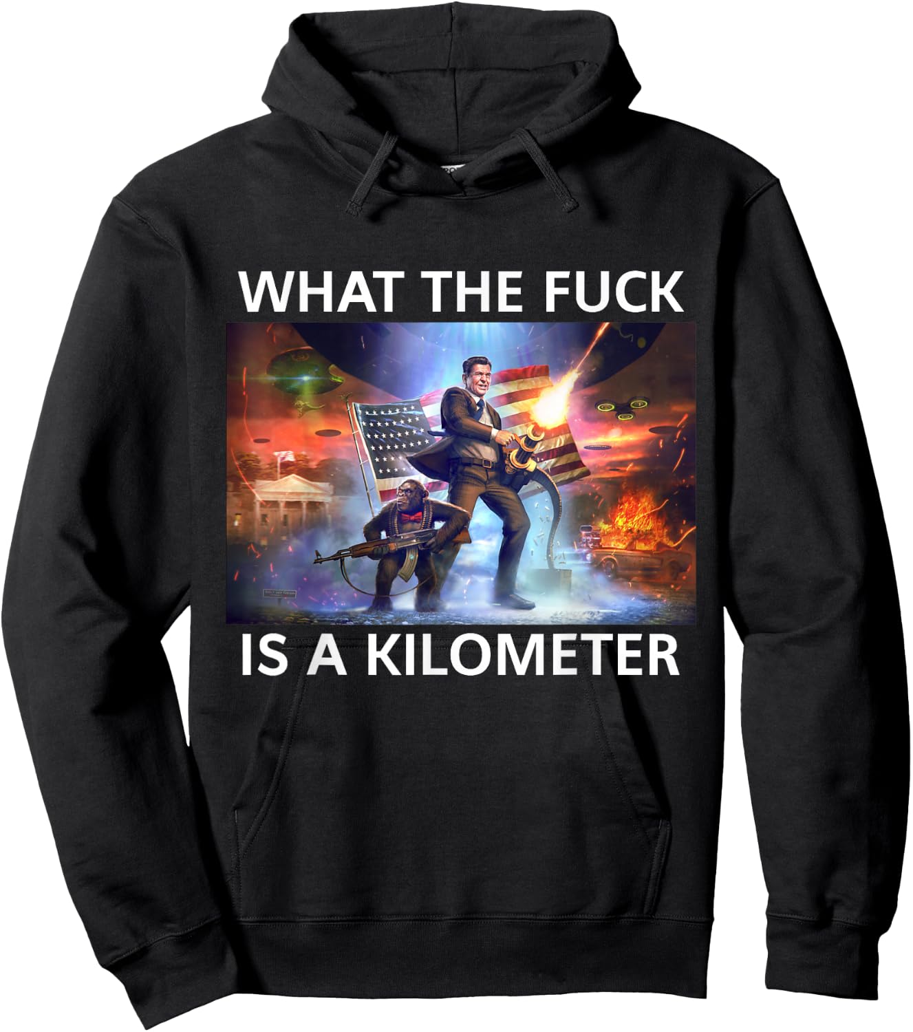 WTF What The Fuck Is A Kilometer George Washington Funny Hoodie - Hoodie | Black