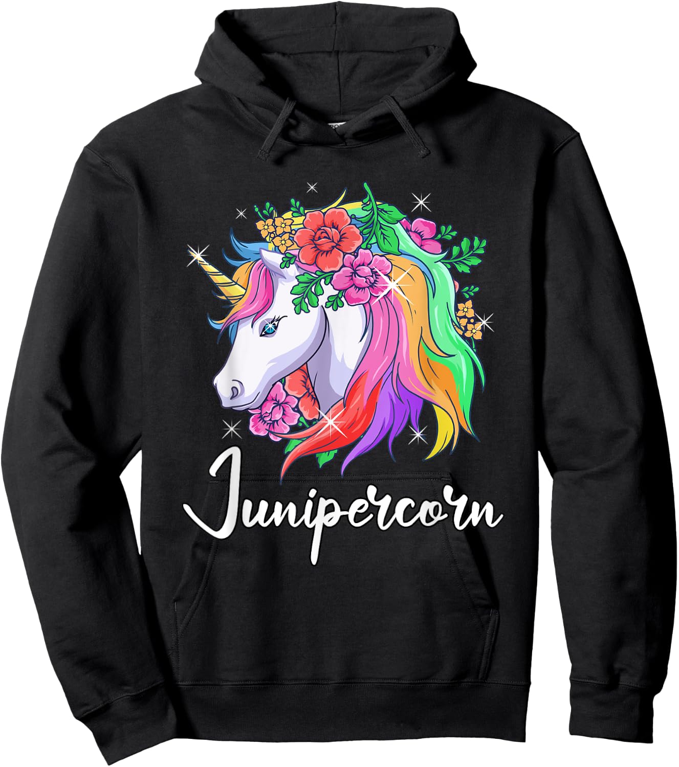 Cute Junipercorn Personalized Name Unicorn Juniper Hoodie - Hoodie | Black