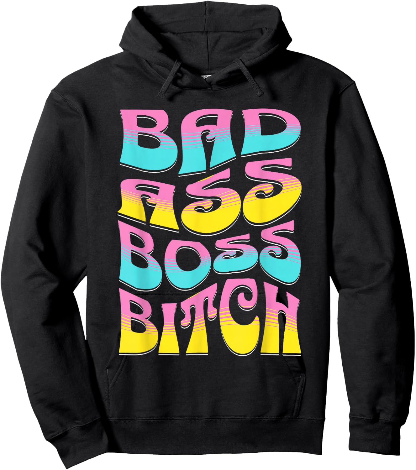 Retro Bad Ass Boss Bitch | Girl Boss Gift Hoodie - Hoodie | Black