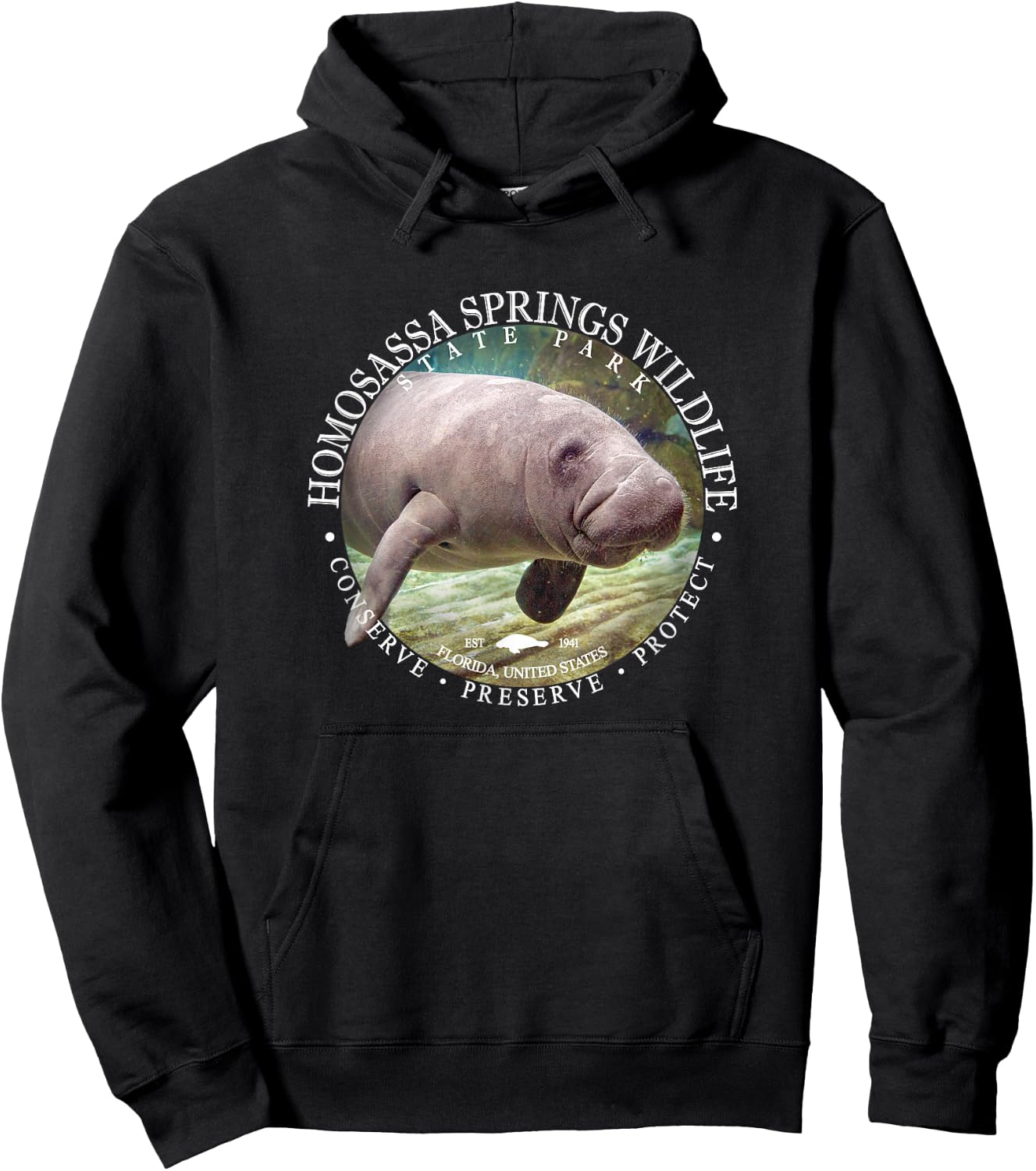 Homosassa Springs Wildlife State Park Manatee Sea Cow Hoodie - Hoodie | Black