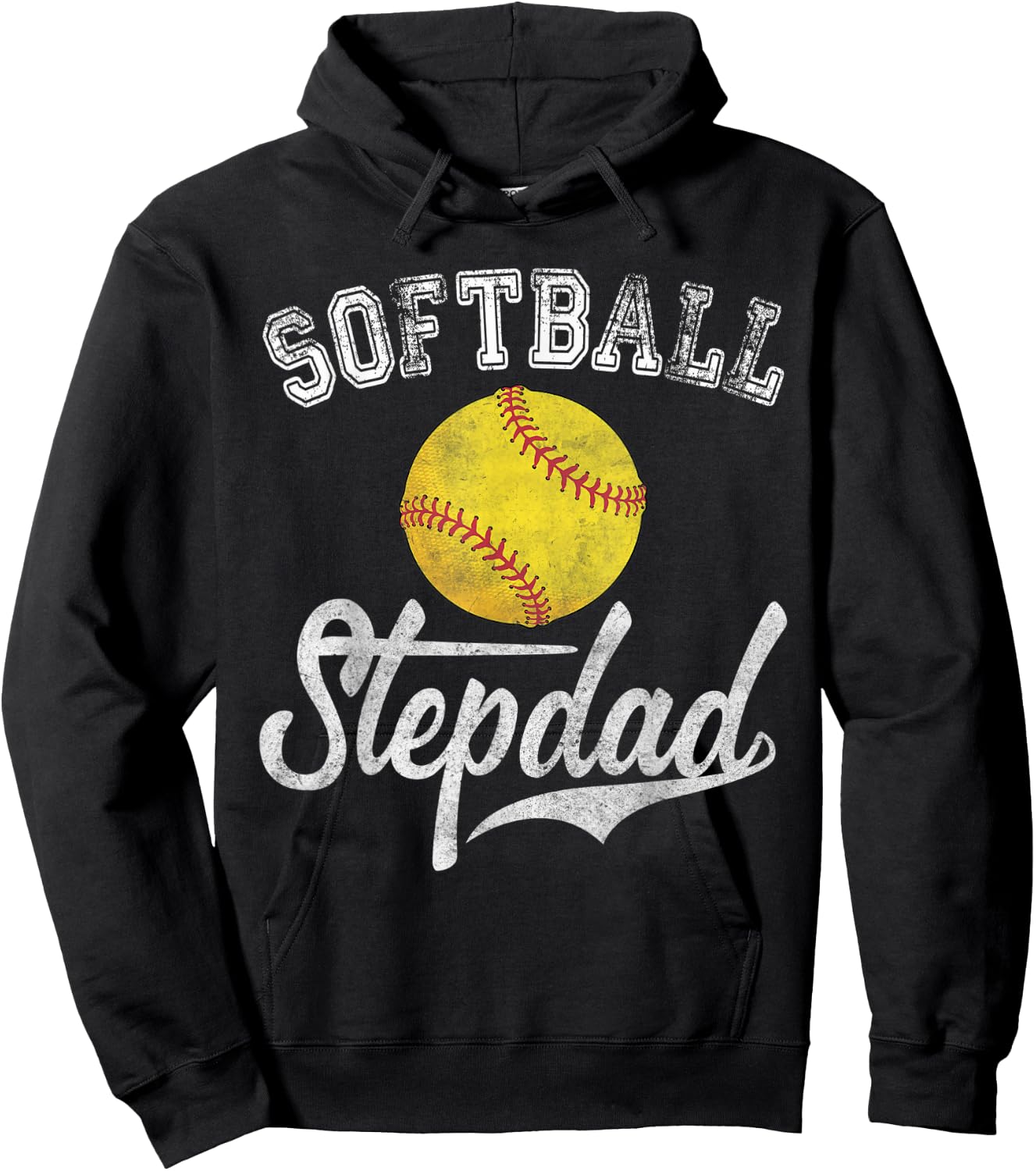 Softball Stepdad Sport Stepfather Hoodie - Hoodie | Black