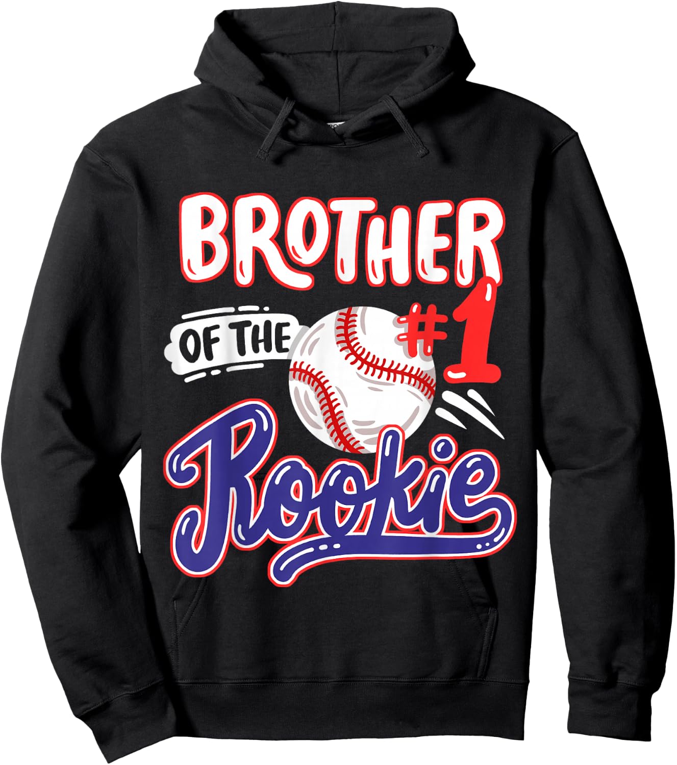 Brother of Rookie 1st Baseball Birthday Party Theme Matching Hoodie - Hoodie | Black
