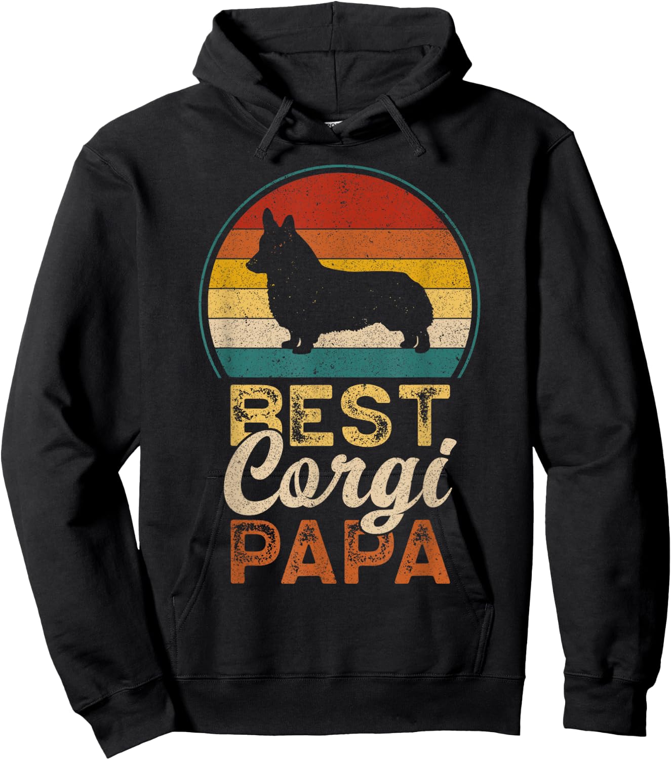 Best Corgi Papa, Father's Day, Dad, Welsh Corgi Grandpa Hoodie - Hoodie | Black