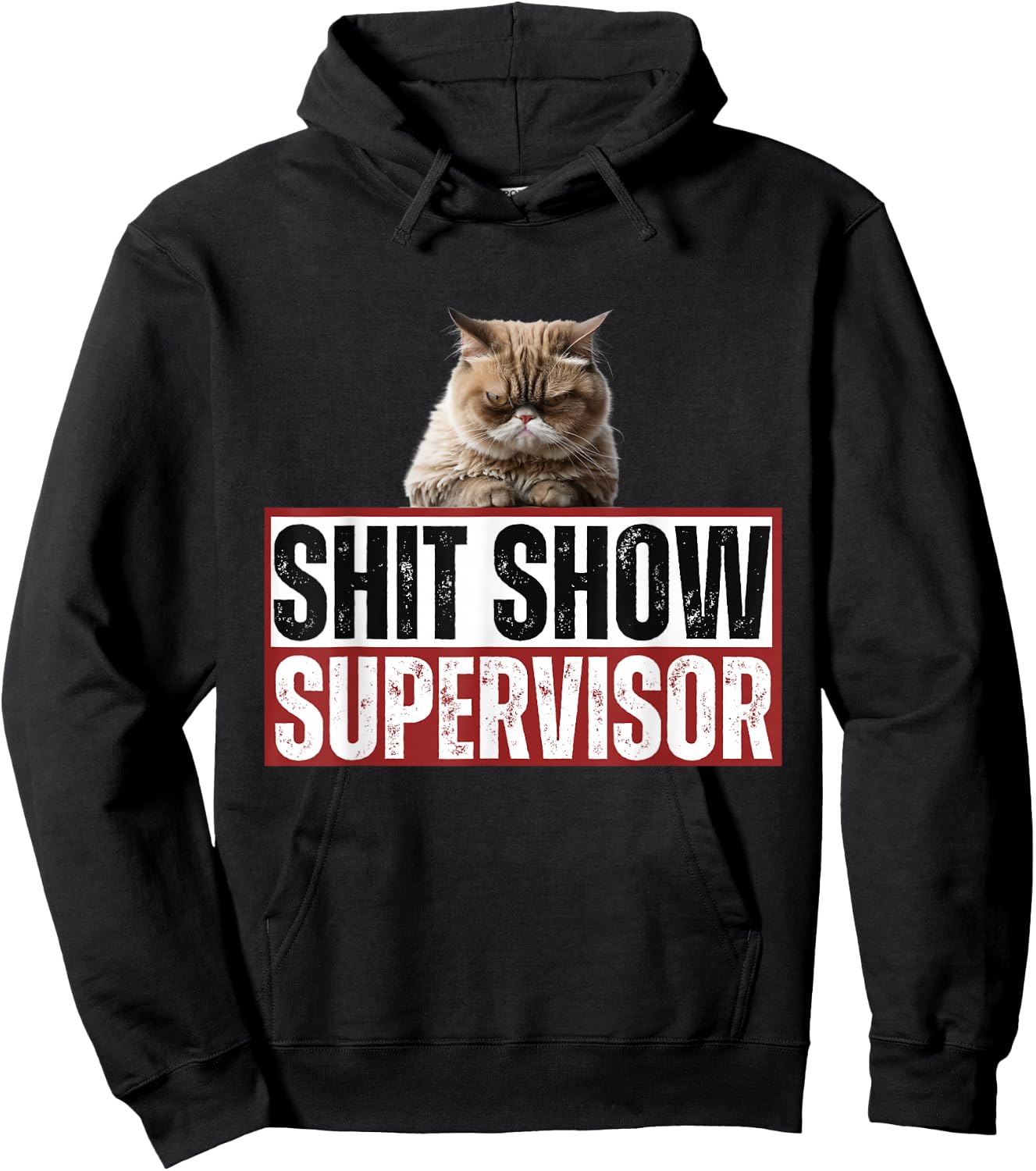 Hilarious Cat S.h.it Show Supervisor Funny Vintage Hoodie - Hoodie | Black