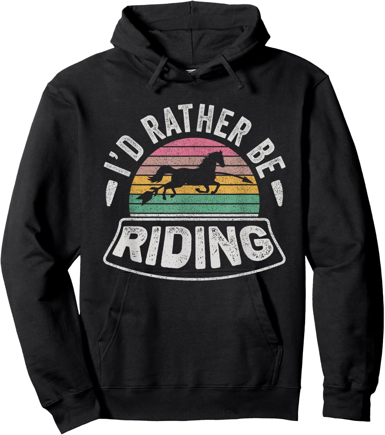 Horse Rider Retro I'd Rather Be Riding Horse Girl Kid Gift Hoodie - Hoodie | Black