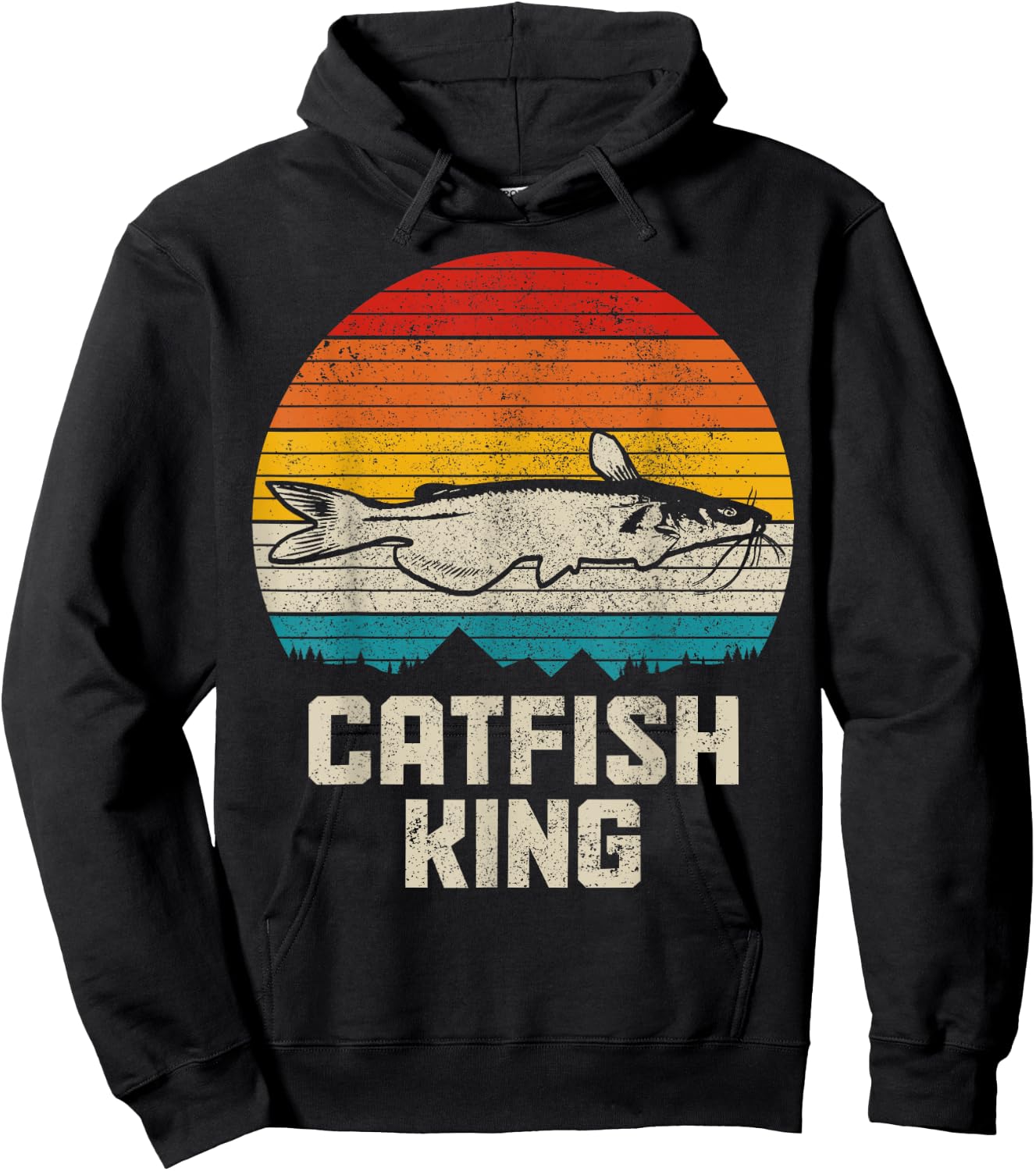 Catfish King Funny Catfishing Vintage Fishing Hoodie - Hoodie | Black