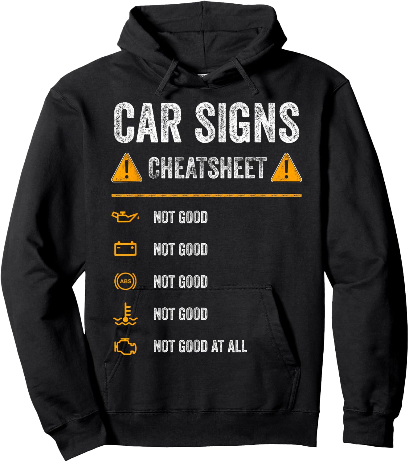 Funny Car Warning Signs Cheatsheet Warning Lights Mechanic Hoodie - Hoodie | Black