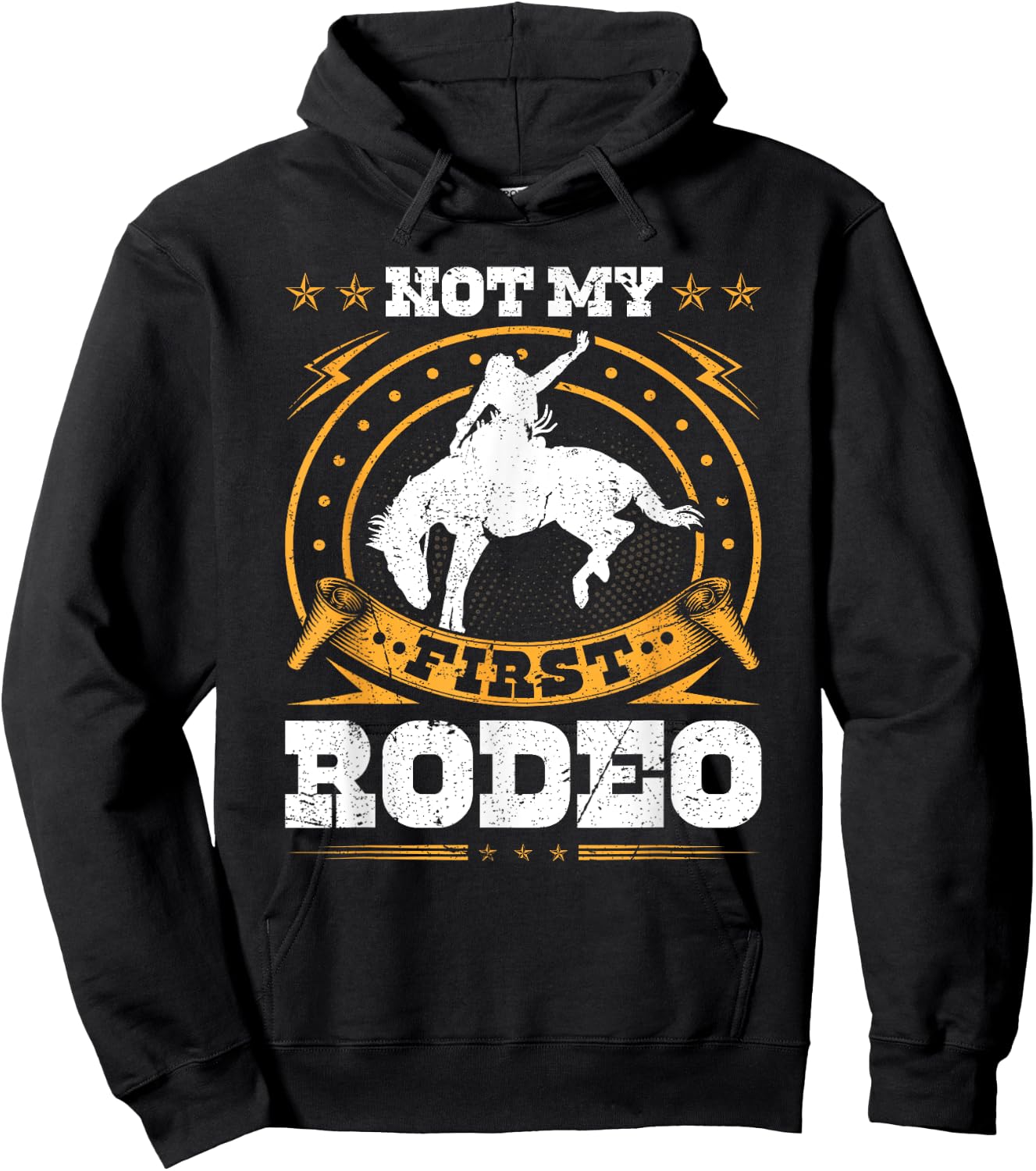Not My First Rodeo Cowboy Western Bull Riding Hoodie - Hoodie | Black