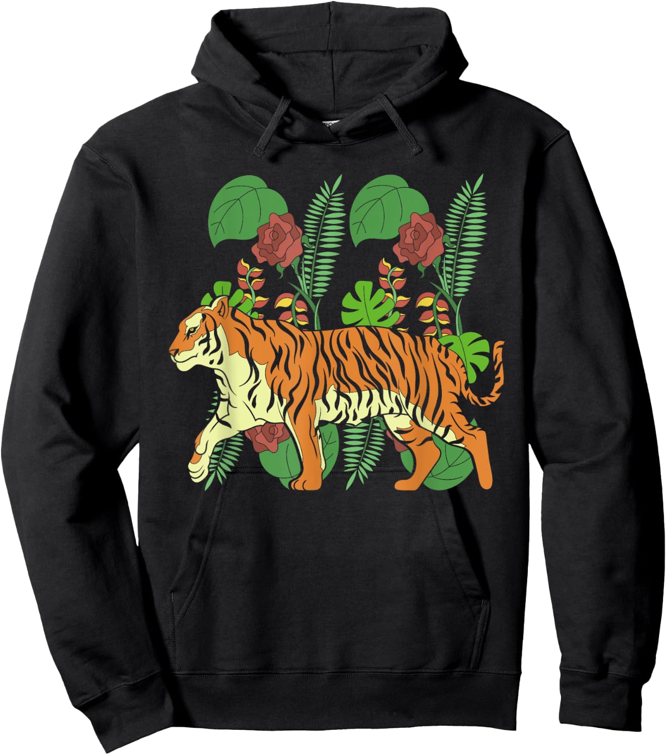 Tropical Jungle Animal Predator Wild Cat Asian Tiger Women Kids Hoodie - Hoodie | Black