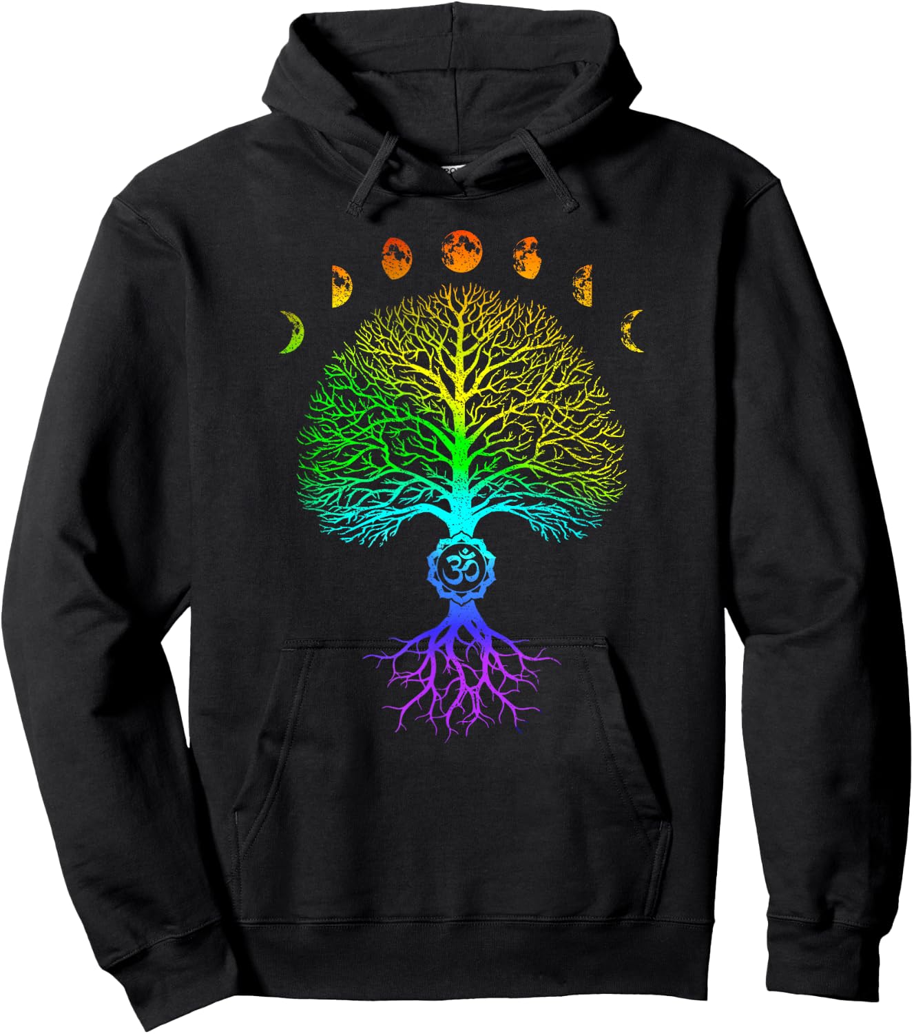 Tree of Life Phases of the Moon Om Chakra Yoga Gift Hoodie - Hoodie | Black
