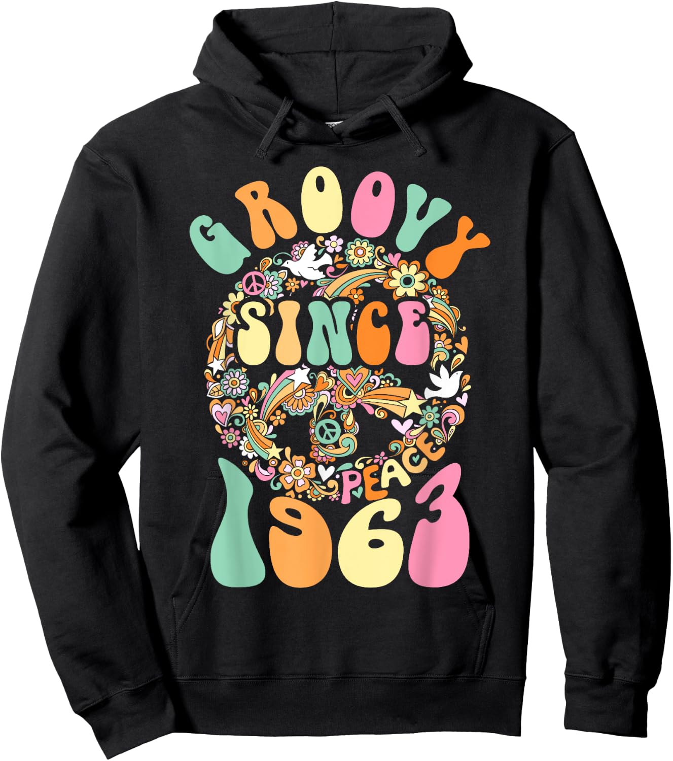 Groovy Since 1963 Peace For Vintage Birthday Party 60s 70s Hoodie - Hoodie | Black