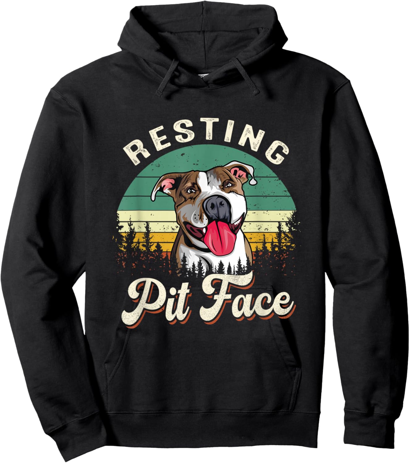 Vintage Pitbull Resting Pit Face - Funny Pitbull Lovers Hoodie - Hoodie | Black