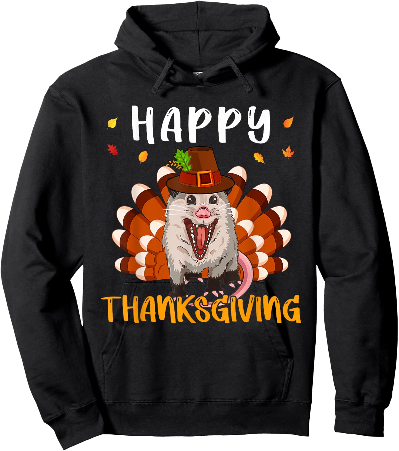 Thanksgiving Possum As Turkey Matching Kid Toddler Family Hoodie - Hoodie | Black